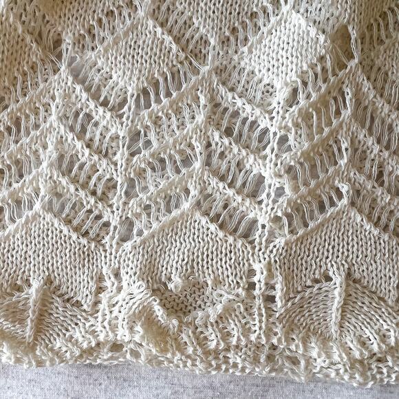 Anthropologie Mystree Pointelle Cropped Sweater Bell Sleeve Top - Picture 11 of 12